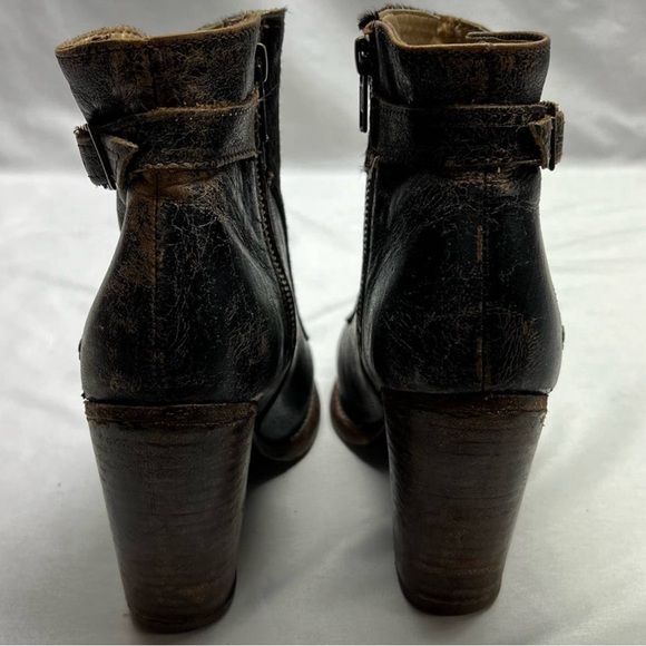 BED STU Isla Lux Heeled Ankle Boots Black Calf Hair Accent Women's Size 8 - Picture 5 of 10
